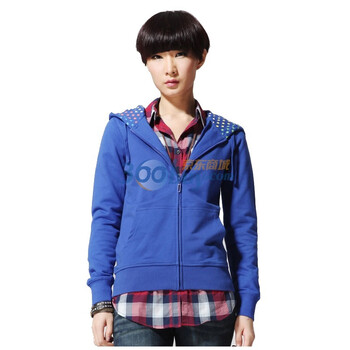 唐狮tonlion女装帽里圆点开衫卫衣111321034004 蓝色 XXL