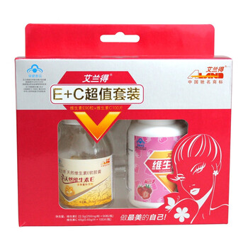 艾兰得 天然维生素E+C超值欢颜套装 90粒/瓶；100片/瓶