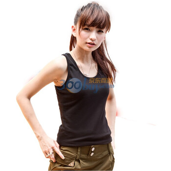 百分之一 新款春装多色长款修身女打底吊带背心（77433） 黑色BK XL