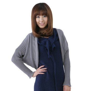 T.B2 韩版<em>灰色短款</em>长袖<em>开衫</em>针织毛衫贝壳衫 T