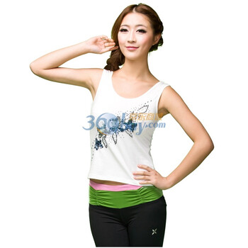 爱帝女士莫代尔时尚印花背心/无袖打底衫9075409411 白色 XL