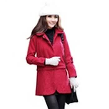 Asinrar 阿西娜女装冬装新款拼接厚毛呢外套(下摆可拆)AW1200 红色 L