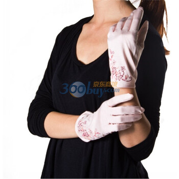 伊点饰品 ELENA DIVIES 新款 时尚绣花棉质女款手套 062100007 粉红色 M