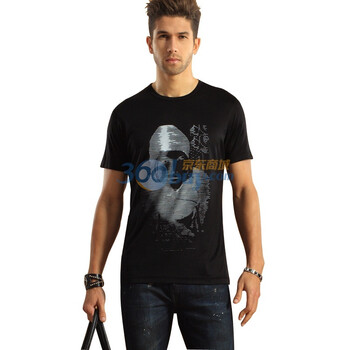 浪氏威尔lansiwear2012蓝色经典短袖新款男装品牌短袖T恤修身LSAKT00261 黑色 54