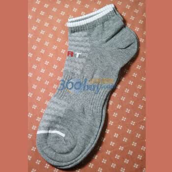 华姿伊 SPORT系列 收掌按摩 精梳棉 男袜 运动袜 灰+白 M均码