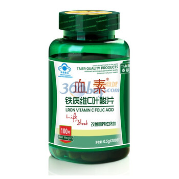 泰尔T AIER 血素 铁 质维C叶酸片0.5g*100片