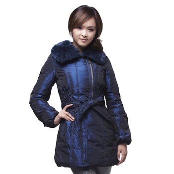 米兰朵 MERUNTO 送孝心中老年款 獭兔毛领羽绒服90%充绒量 降价促销 011218 C48深蓝 XL175