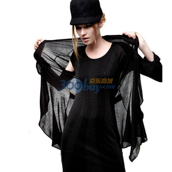 易之亿品EZEZ 秋装新款翻领中袖薄款长开衫 女A8JE04 黑色 XL