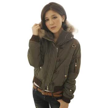 乔伊思JOICE 韩版休闲大码带帽短款加厚棉衣1045 军绿色 S