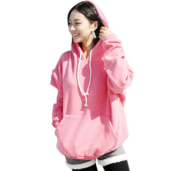韩都衣舍 韩国卫衣春季新品新年春装女韩版纯色连帽卫衣MY0055 粉色 均码