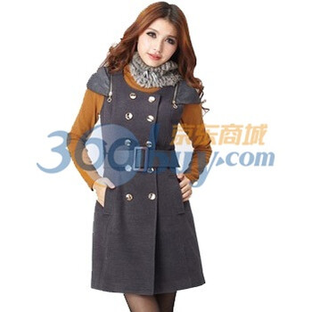 Asinrar 阿西娜冬装新款OL女长款两穿修身毛呢外套大衣AQ1216 灰色 L