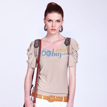 名人瑞裳 Mrrs 2012新品 夏装 女装韩版时尚知性短袖T恤1726. 驼色 XXL