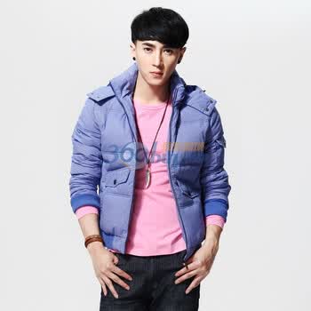唐狮Tonlion男装立领格子羽绒服110411073401 蓝色 XXL