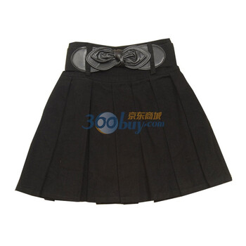 特尚莱菲女裙子秋冬装新品韩版百褶斜纹棉中短半身裙WWH009 黑色 XL