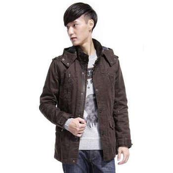 汤尼俊士(Tonyjeans)爆款 翻领中长棉外套 1210404160-49 军绿色 XL
