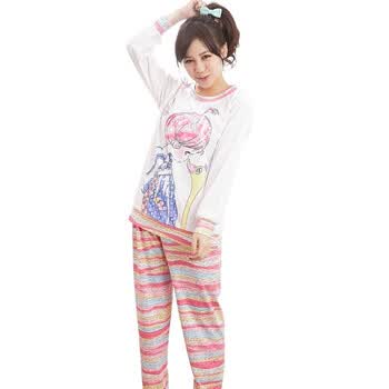 好家猫 韩版新款童话公主圆领棉质女士套装睡衣881 粉色 XL