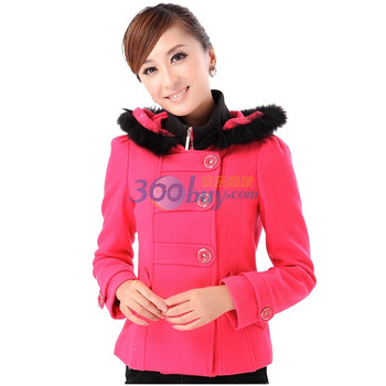 卡莎布兰卡冬装大衣毛呢外套 C1000853 玫红 L