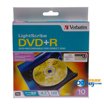 威宝（Verbatim）DVD+R 16速 4.7G 10P 光雕刻录盘