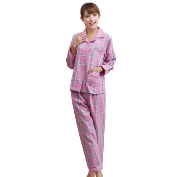 荻嘉茂 秋冬新款 梭织纯棉家居服套装 6337 玫红 XL