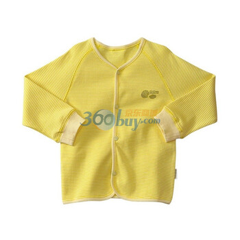 贝贝怡BB312 婴儿服装纯棉内衣/春衣前开扣上衣 淡黄 100码