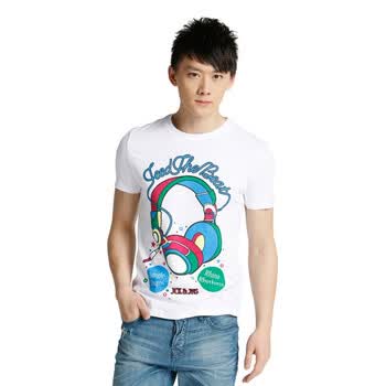 jackjones/杰克琼斯圆领纯棉卡通短袖T恤V(本白)211201077023 195/112A/XXXL