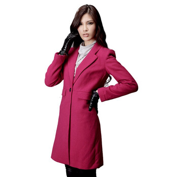 艾橙2011新款冬装西服长款羊绒毛呢外套大衣MKD33706 玫红 XL