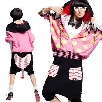 七格格othermix潮牌 春季女装新品 粉色长袖带帽短外套 女12L3401 粉红 M