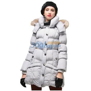 卓欧TOAIOU秋冬新款女装冬装立领连帽修身气质羽绒服D108023 灰色 XL