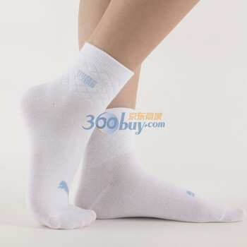 PUMA 彪马 女士绣花运动袜子 精梳棉休闲短袜 漂白-粉蓝 23-25cm