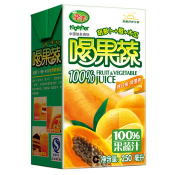 牵手 100%喝果蔬 250ML*24盒 胡萝卜+橙+木瓜 （限北京地区购买）