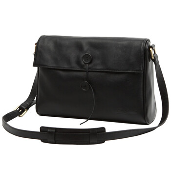 喆代仁LE DECADE Button Large Messenger 简约真皮斜挎包 201195 黑色 斜跨包