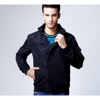WINJEANS维杰斯 2011秋冬新品韩版男休闲立领薄夹克 6227 黑色 XXL