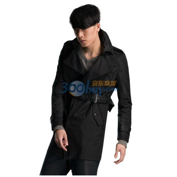 圣迪奥sdeerhe 男装 冬 内敛暗门襟修身风衣 黑1471853 黑色 XXL