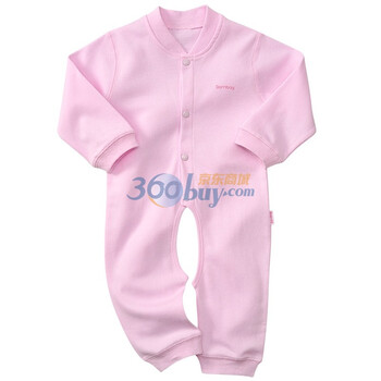 贝贝怡BA022 宝宝服 春装新品纯棉 前开扣开裆连体衣 婴儿童装 淡粉 90码