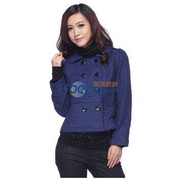 威丝曼之家WSM HOME 翻领双排扣 收腰外套 OD240016 蓝色 XL