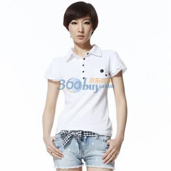唐狮女短袖翻领T恤衫110221026012 白色 XL
