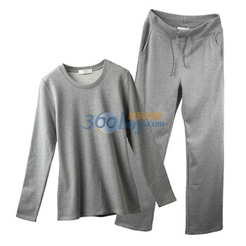Giordano/佐丹奴女装舒适情侣款家居服套装（女友）01240561经典黑色 灰色 M