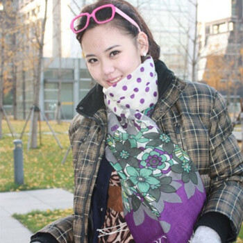 绒之尚语 2011秋冬新品 100%纯羊毛围巾 披肩 复古波点 花色2 均码