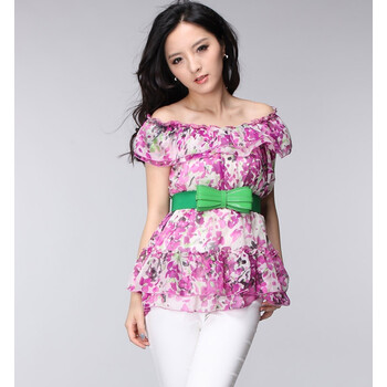 ZIMMUR短袖修身衬衫女2011新真丝衬衣女送腰带 ZM112Q1089 洋红 (品红 玫瑰红) XL'