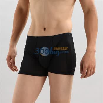 金三塔NZM059100%桑蚕丝针织相拼男士平角内裤加大码 黑色 XL