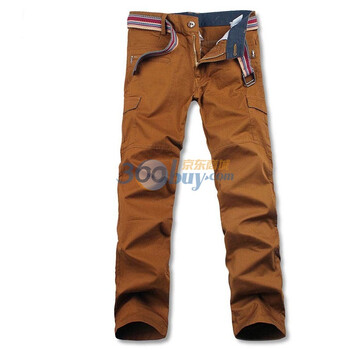 OBM春装男裤多口袋军装修身男工装休闲裤12K044S送腰带 金菊黄 33