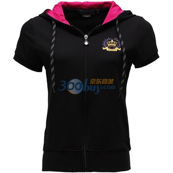 Giordano佐丹奴 外套 女时尚泼彩短袖开胸卫衣 01371402 黑色 XL