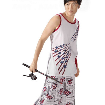 轩靓 男士夏款 背心中裤　纯棉 睡衣套装 家居服　1253 白色 XXL