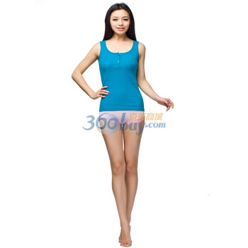 爱帝女士全棉时尚性感蕾丝百搭打底背心6125211211 孔雀蓝1611 XL