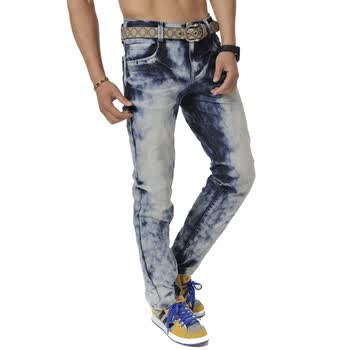积普（JIPU）自然水洗纯棉百搭蓝白男士牛仔裤9111061701 M(30) L(31) XL(32) XXL(33) 蓝色 XXL