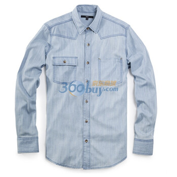 NOP 男装 冬季新品垂感舒适牛仔衬衫 浅蓝色 006000014046 XL