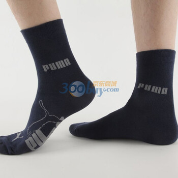 PUMA 彪马 男士绣花运动休闲袜子 靛蓝 25-27cm
