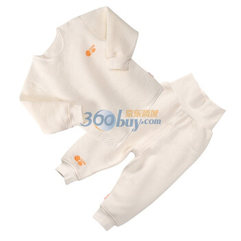 贝贝怡（bornbay） BB106-112 宝宝服 肩开扣上衣高腰护肚裤保暖套装 米白 90码