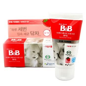 韩国保宁B&B婴儿口腔清洁剂 儿童牙膏草莓味BY08-07
