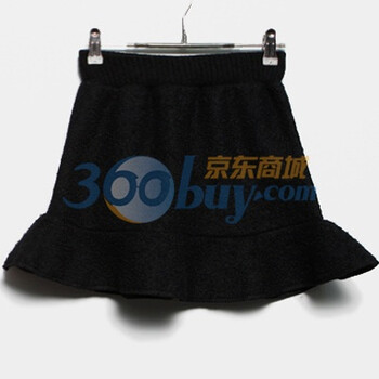 时尚起义 冬装韩国进口羊毛阔摆花边短裙 女565325 黑色 one